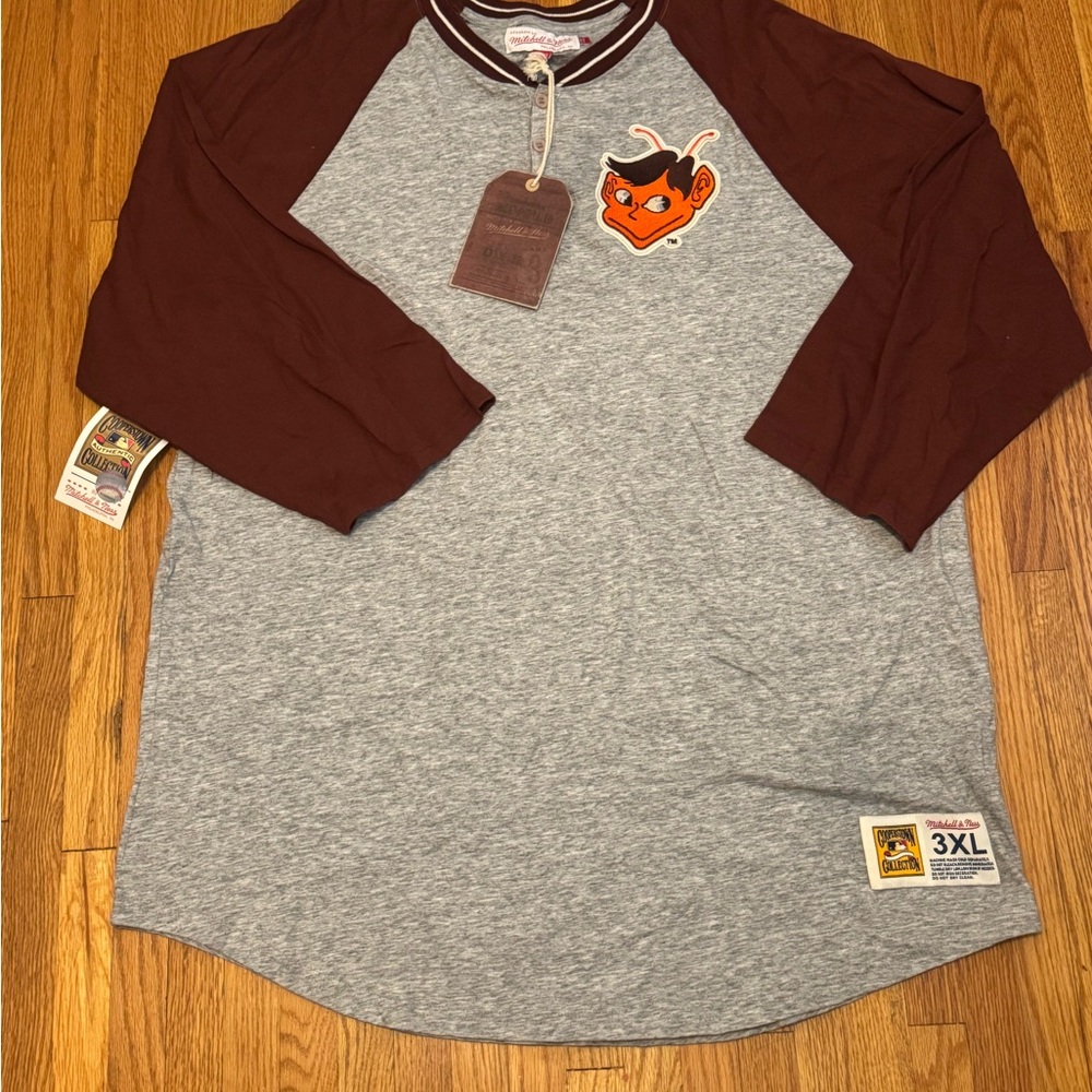 Gray and Maroon Long Sleeve Men's Tee